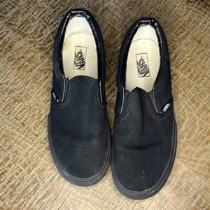Boys Girls Vans all black slip-ons size 2.5